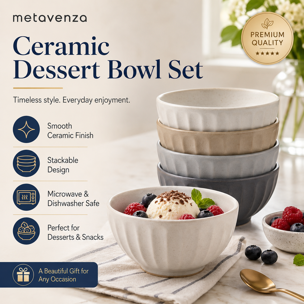 metaventrafit™ Ceramic Dessert Bowl Set